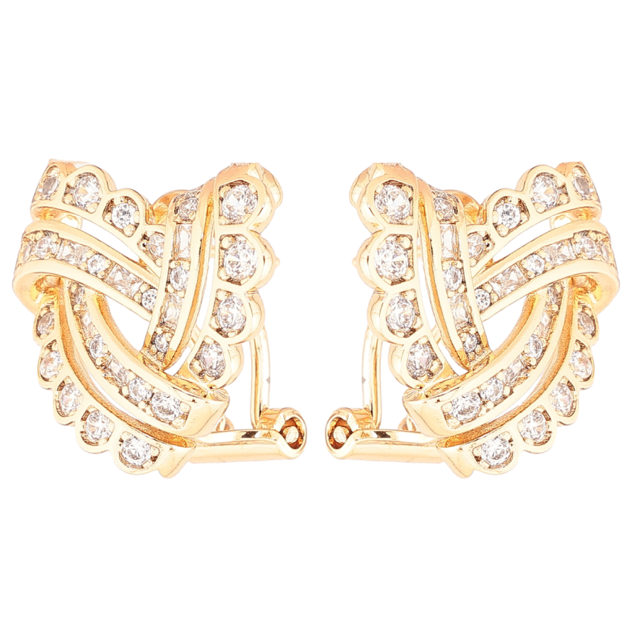 Серьги Xuping Позолота 18K итальянский замок Декоративный узор с цирконием фото №1 Серьги Xuping Позолота 18K итальянский замок Декоративный узор с цирконием фото №1