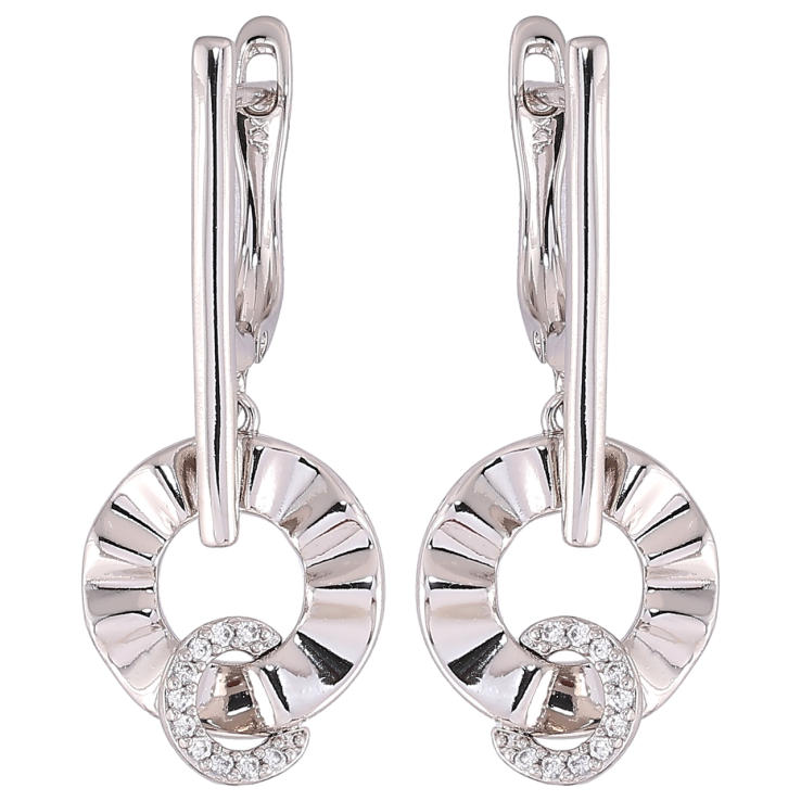 Серьги Xuping Родий английский замок Круглые подвески с цирконием фото №12