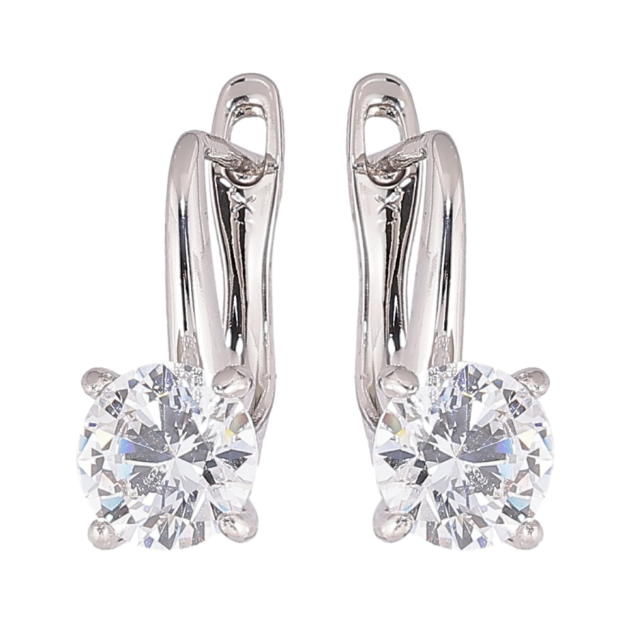 Серьги Xuping Родий английский замок Фианиты на дужках ø 7мм фото №1 Серьги Xuping Родий английский замок Фианиты на дужках ø 7мм фото №1