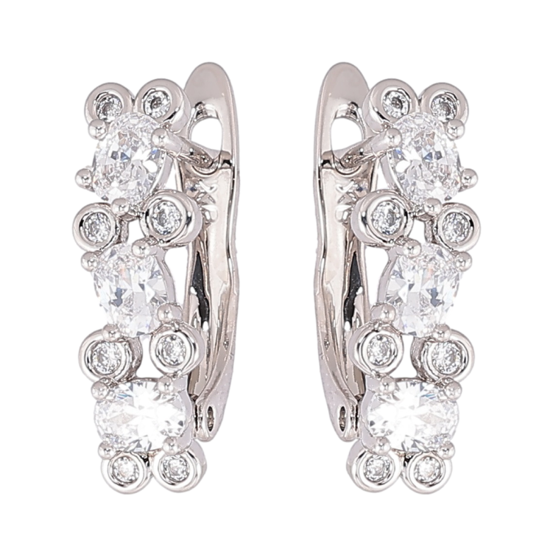 Серьги Xuping Родий английский замок Узор с цирконием фото №1