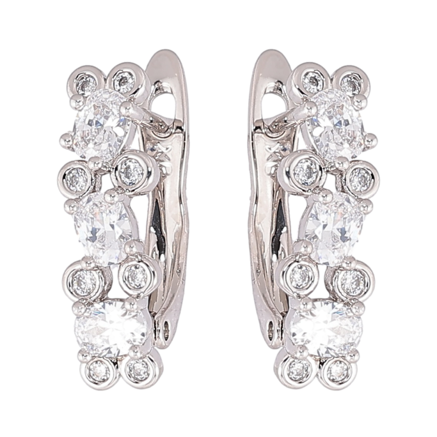 Серьги Xuping Родий английский замок Узор с цирконием фото №1