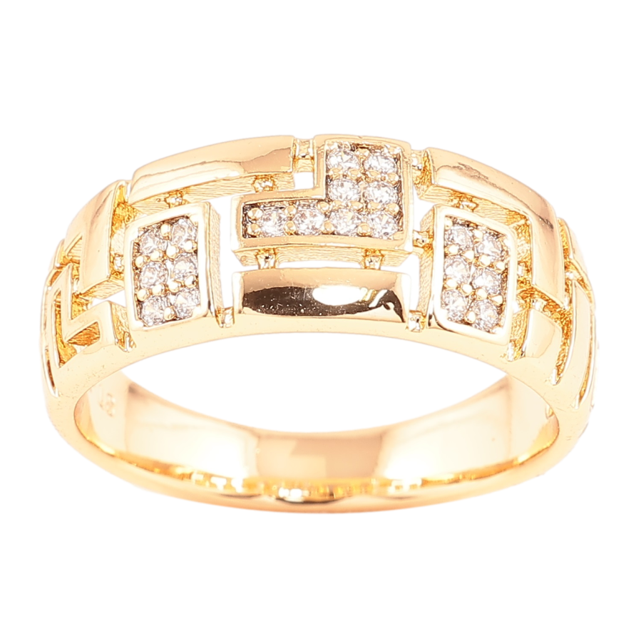 Каблучка Xuping Позолота 18K «Різьблений візерунок з цирконієм» фото №1