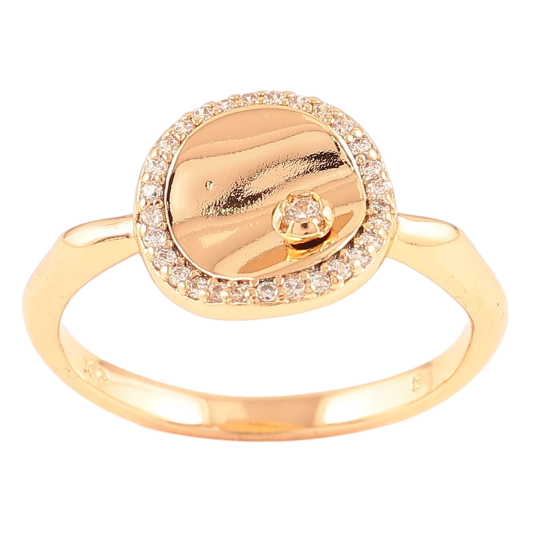 Кольцо Xuping Позолота 18K Декоративный круг с цирконием фото №1