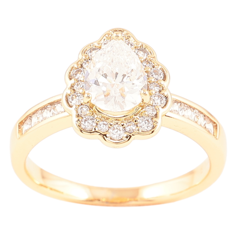 Каблучка Xuping Позолота 18K «Кришталева крапелька в обрамленні цирконію» фото №1