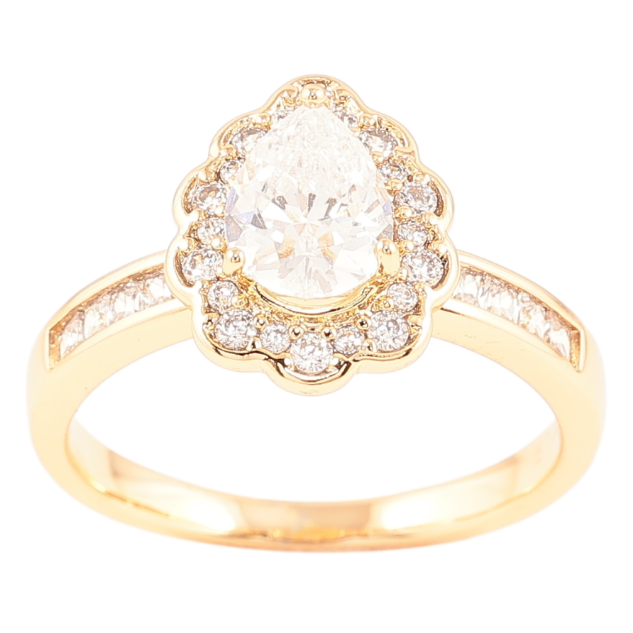 Каблучка Xuping Позолота 18K «Кришталева крапелька в обрамленні цирконію» фото №1