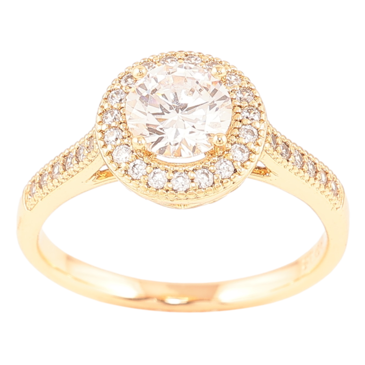 Кольцо Xuping Позолота 18K Фианит в обрамлении циркония фото №6