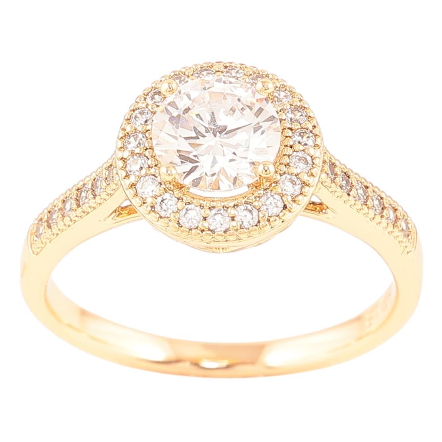 Кольцо Xuping Позолота 18K Фианит в обрамлении циркония фото №1