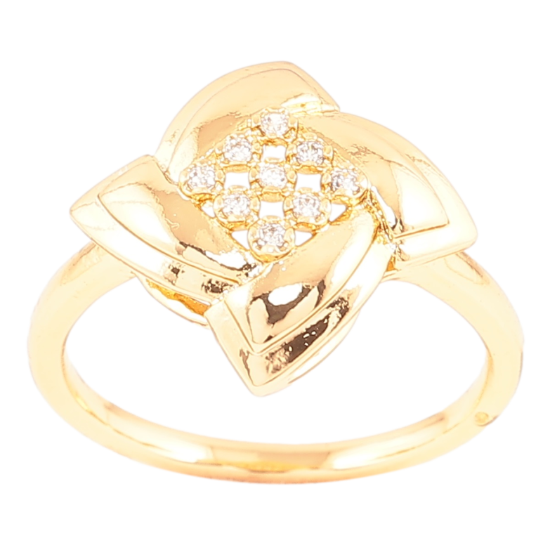 Кольцо Xuping Позолота 18K Фантазийный цветок с цирконием фото №3