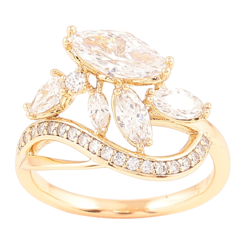 Каблучка Xuping Позолота 18K «Кришталевий шик» фото №1 Каблучка Xuping Позолота 18K «Кришталевий шик» фото №1