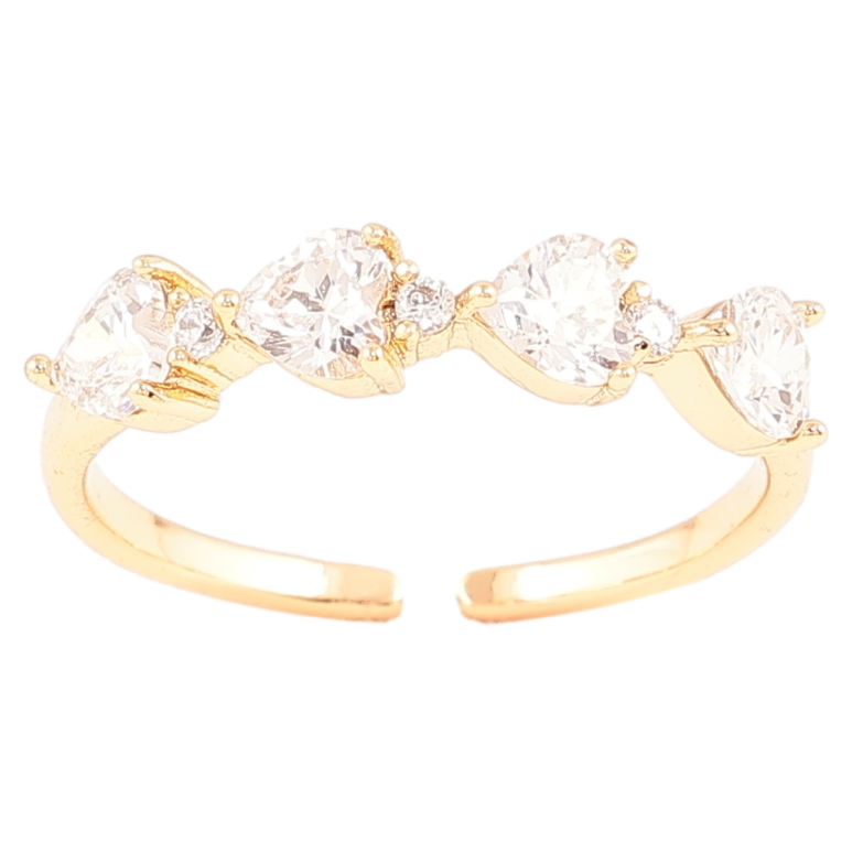Кольцо Xuping Позолота 18K Кристальные сердечки фото №1