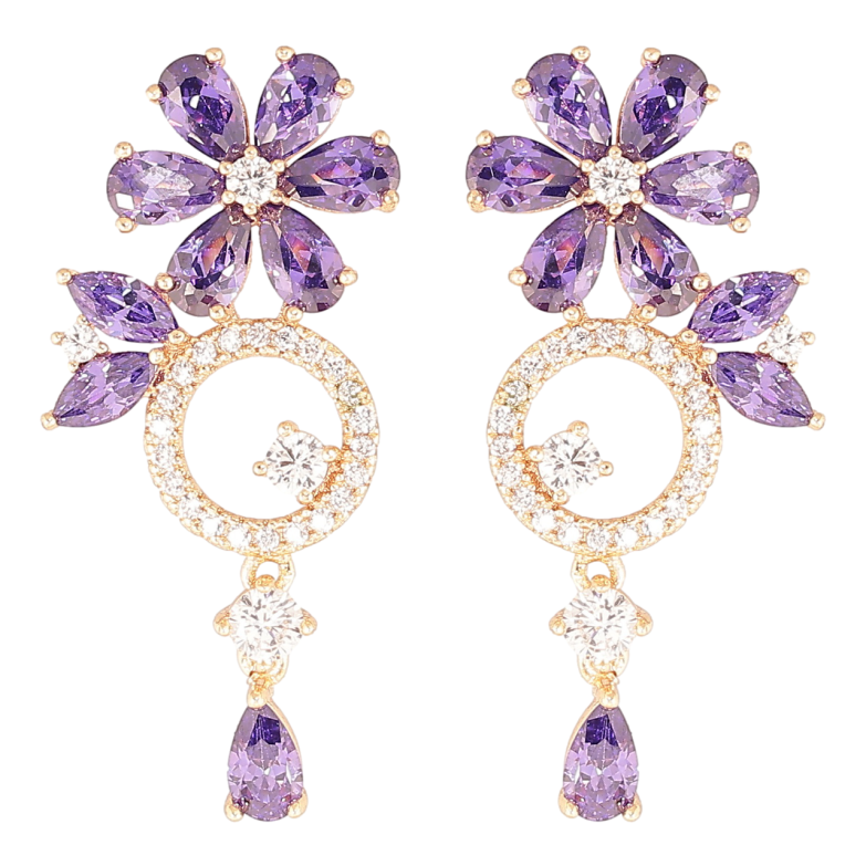 Серьги Xuping M&L Цвет 18K пусеты Цветочные подвески с инкрустацией цирконием и сиреневыми фианитами фото №1 Серьги Xuping M&L Цвет 18K пусеты Цветочные подвески с инкрустацией цирконием и сиреневыми фианитами фото №1