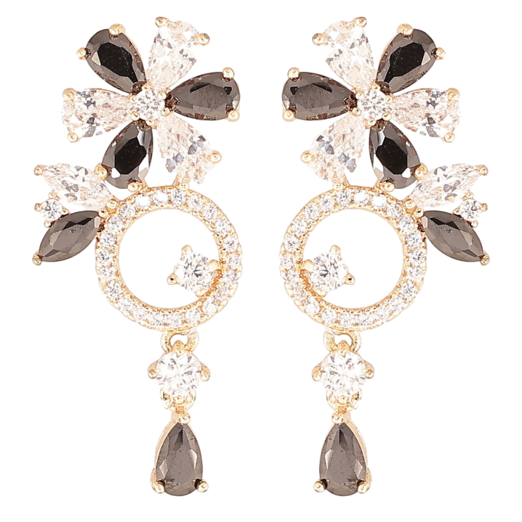 Сережки Xuping M&L Колір 18K пусети «Квіткові підвіски з інкрустацією цирконієм та чорно-білими фіанітами» фото №25