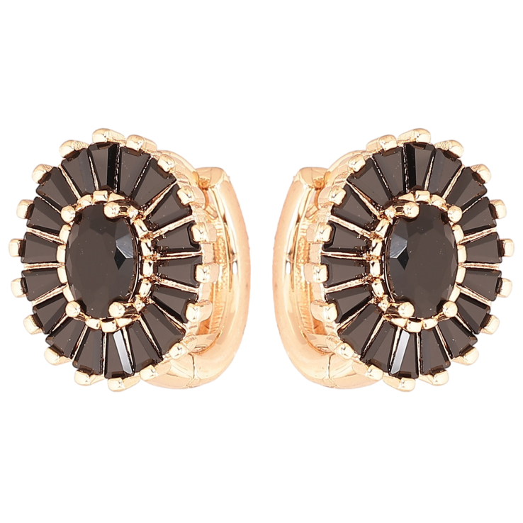 Сережки Xuping M&L Колір 18K колечка «Овали з інкрустацією чорними фіанітами» фото №6