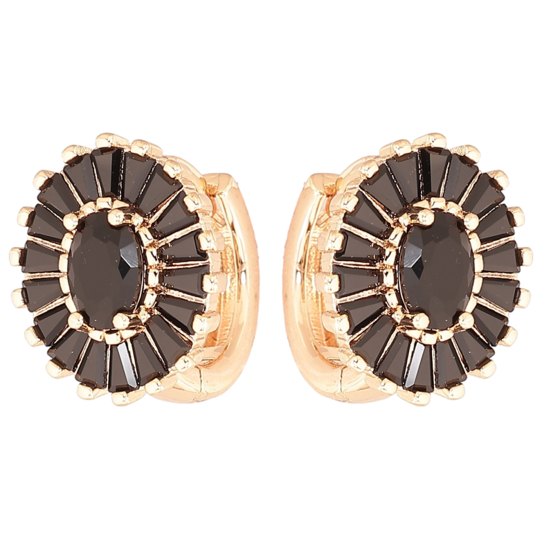 Серьги Xuping M&L Цвет 18K колечки Овалы с инкрустацией черными фианитами фото №1 Серьги Xuping M&L Цвет 18K колечки Овалы с инкрустацией черными фианитами фото №1