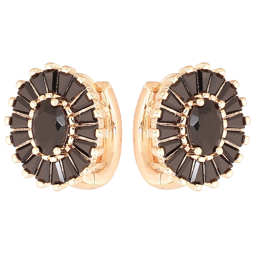 Сережки Xuping M&L Колір 18K колечка «Овали з інкрустацією чорними фіанітами» фото №1