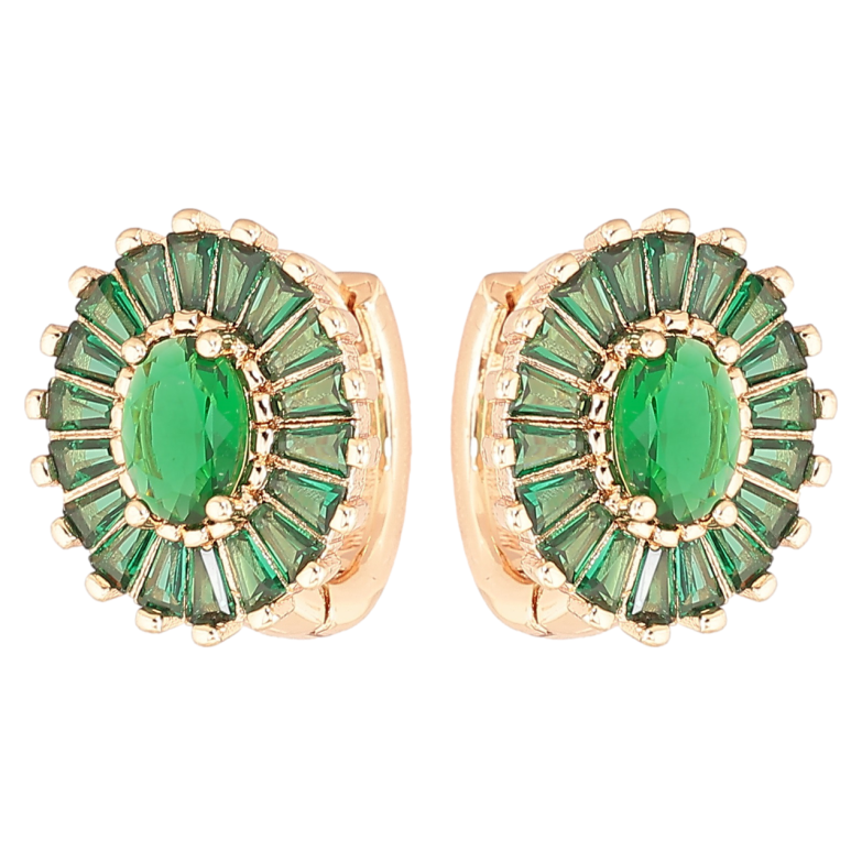 Сережки Xuping M&L Колір 18K колечка «Овали з інкрустацією зеленими фіанітами» фото №1