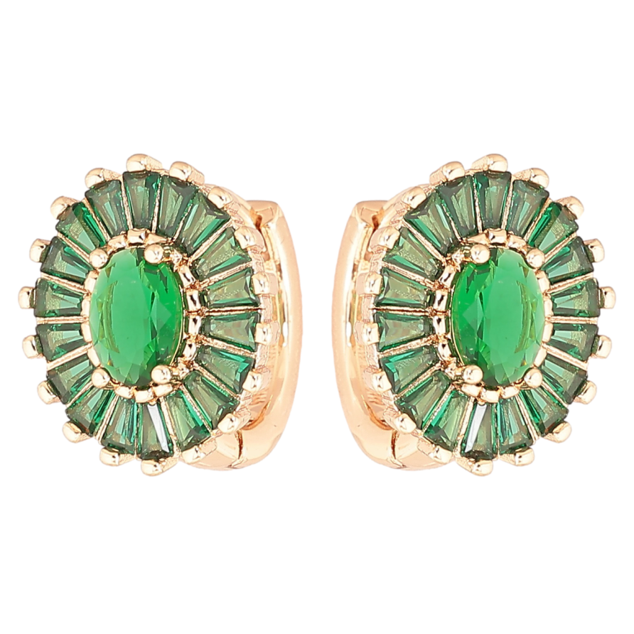 Сережки Xuping M&L Колір 18K колечка «Овали з інкрустацією зеленими фіанітами» фото №1