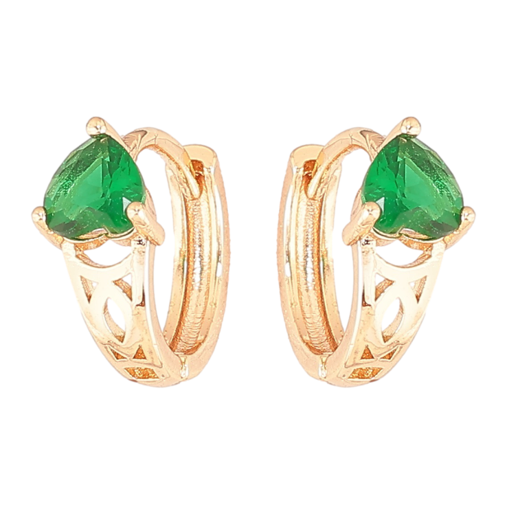 Сережки Xuping M&L Колір 18K колечка «Зелені кришталеві сердечка» фото №8