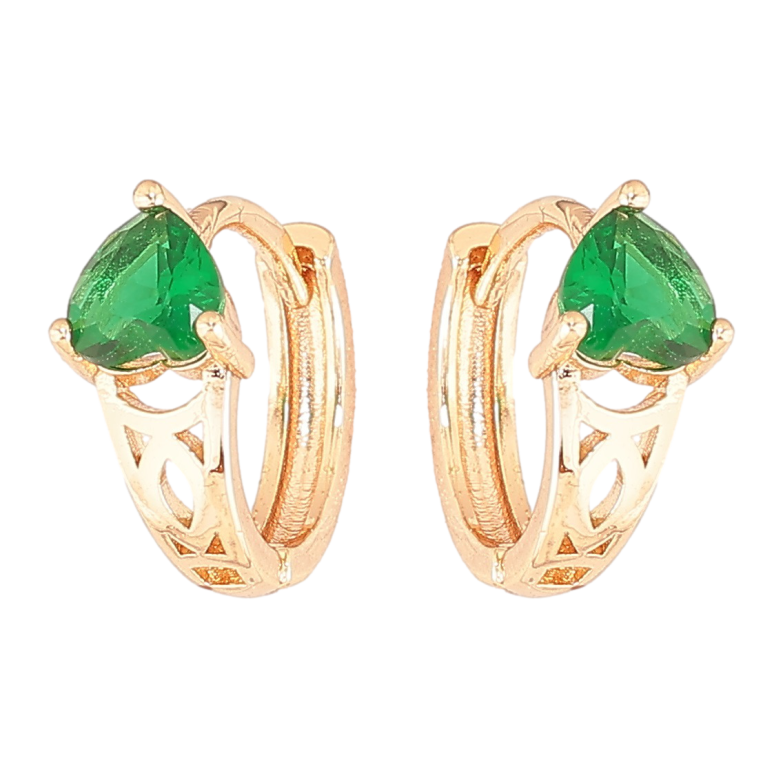 Сережки Xuping M&L Колір 18K колечка «Зелені кришталеві сердечка» фото №1 Сережки Xuping M&L Колір 18K колечка «Зелені кришталеві сердечка» фото №1