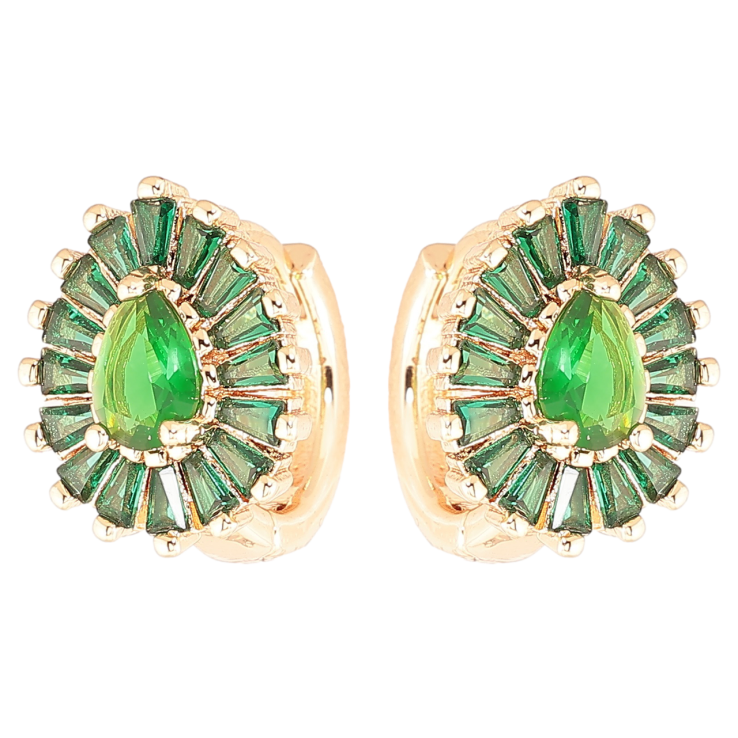 Сережки Xuping M&L Колір 18K колечка «Крапельки з інкрустацією зеленими фіанітами» фото №13