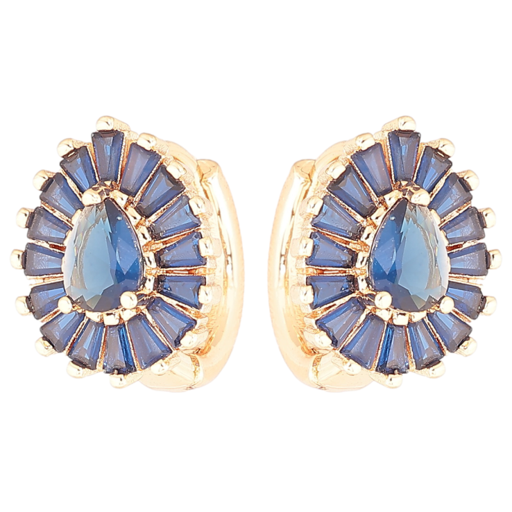 Серьги Xuping M&L Цвет 18K колечки Капельки с инкрустацией синими фианитами фото №3