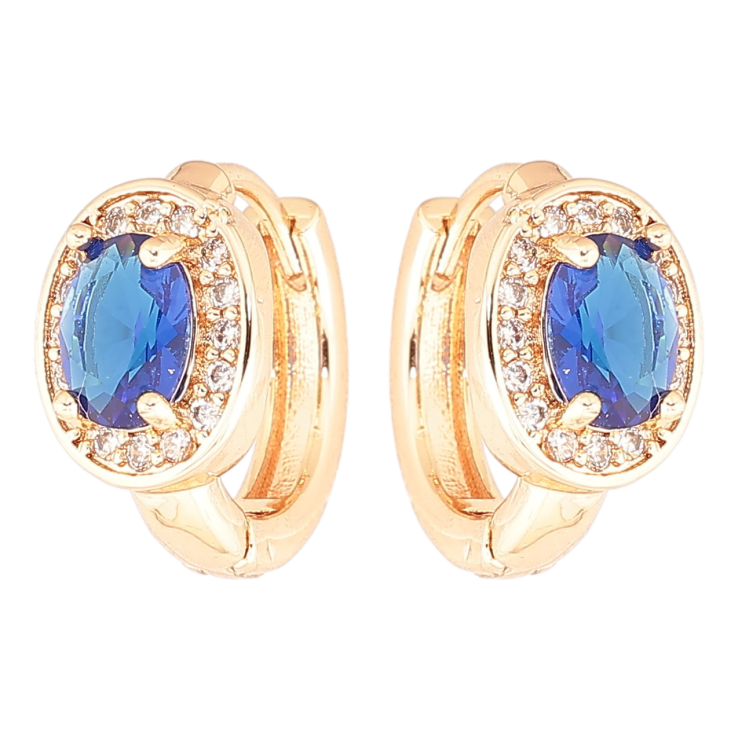 Сережки Xuping M&L Колір 18K колечка «Сині фіаніти в обрамленні цирконію» фото №15