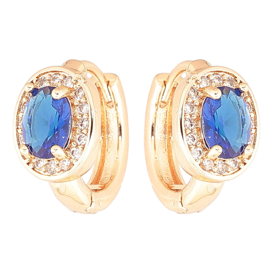 Сережки Xuping M&L Колір 18K колечка «Сині фіаніти в обрамленні цирконію» фото №1