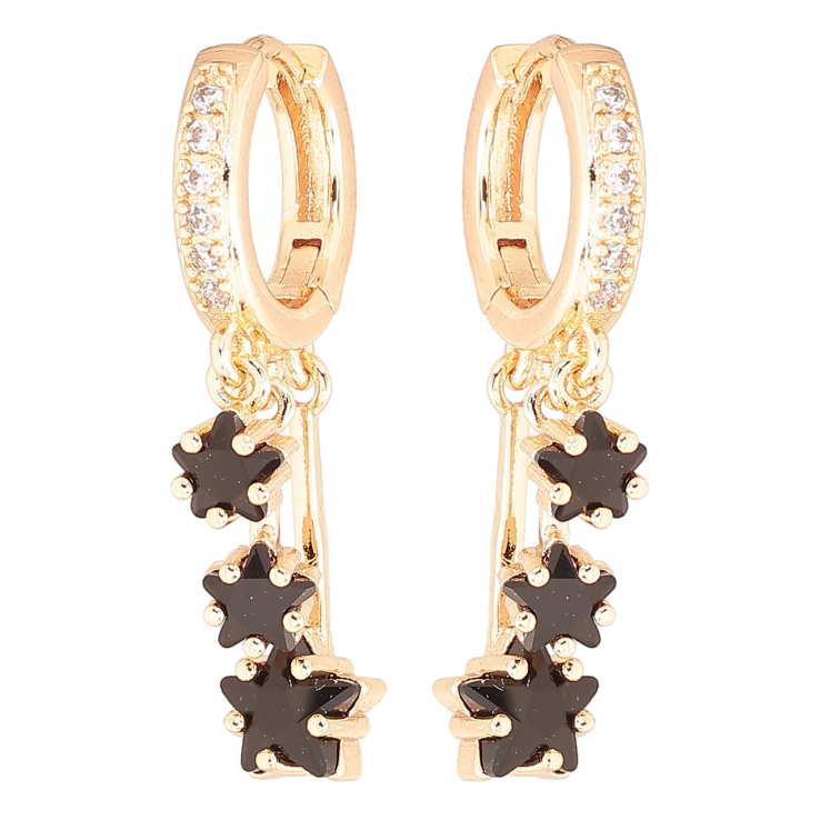 Серьги Xuping M&L Цвет 18K подвески на колечках Черные кристальные звезды фото №8