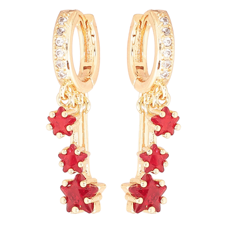 Серьги Xuping M&L Цвет 18K подвески на колечках Красные кристальные звезды фото №5