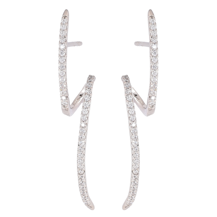 Серьги Xuping Родий пусеты Витые дорожки циркония фото №2