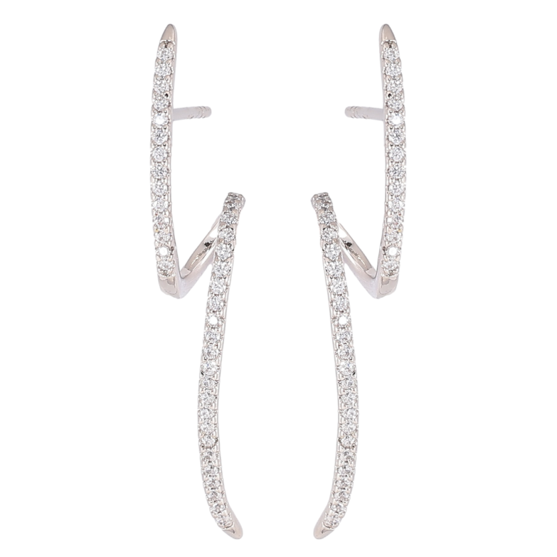 Серьги Xuping Родий пусеты Витые дорожки циркония фото №1