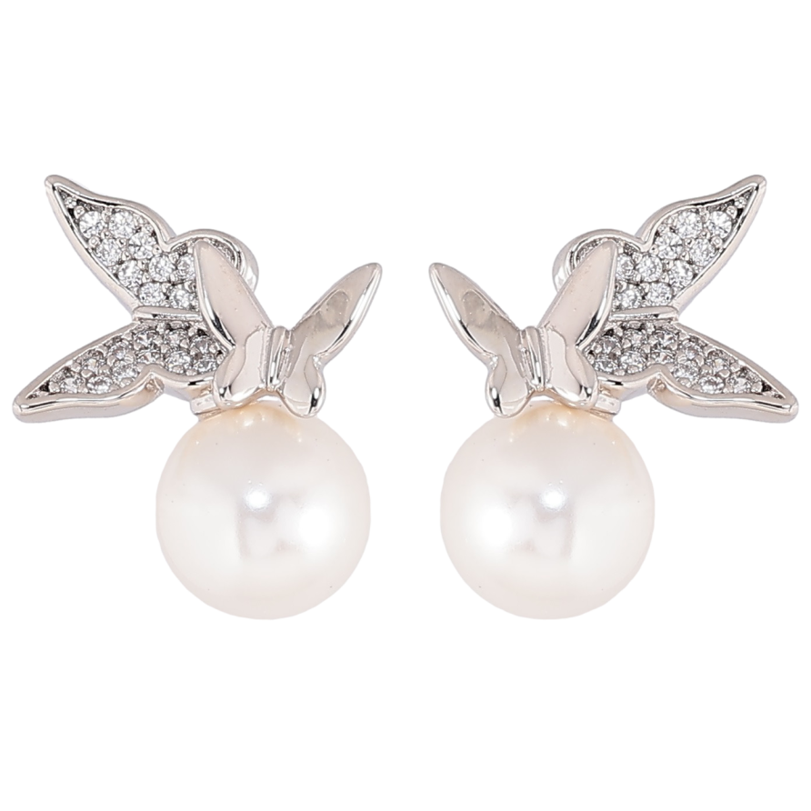 Сережки Xuping Родій пусети «Метелики на перлині» фото №1