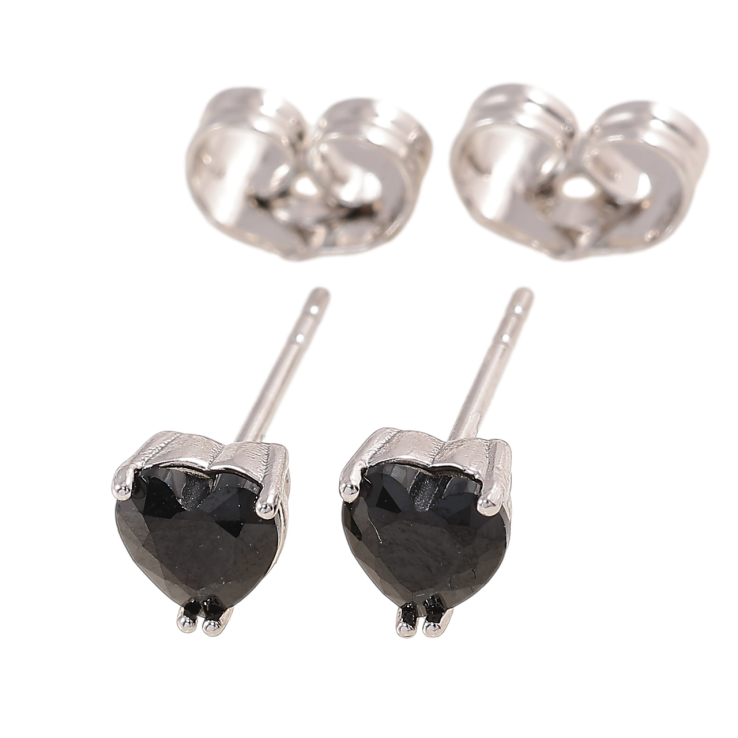 Серьги Xuping Родий пусеты Черные кристальные сердечки 5х5мм фото №18