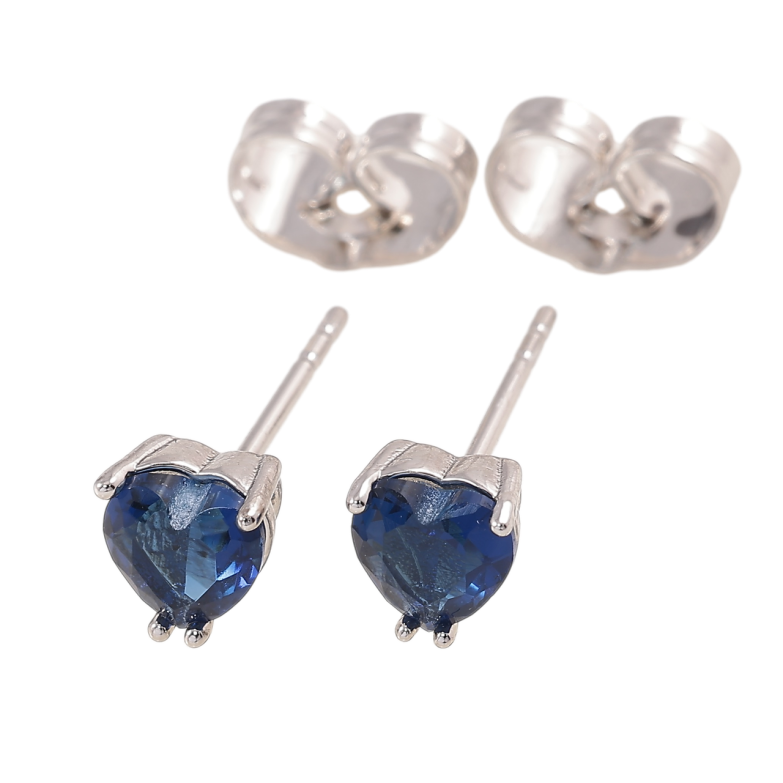 Серьги Xuping Родий пусеты Синие кристальные сердечки 5х5мм фото №1
