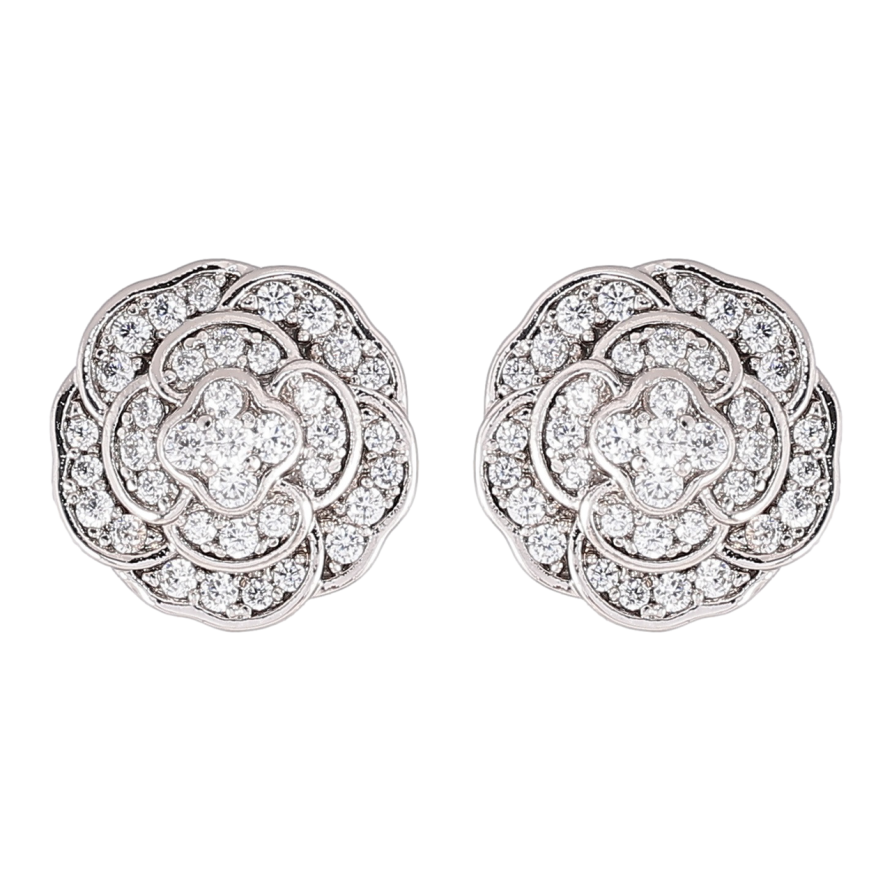 Серьги Xuping Родий пусеты Цветочки с цирконием фото №1