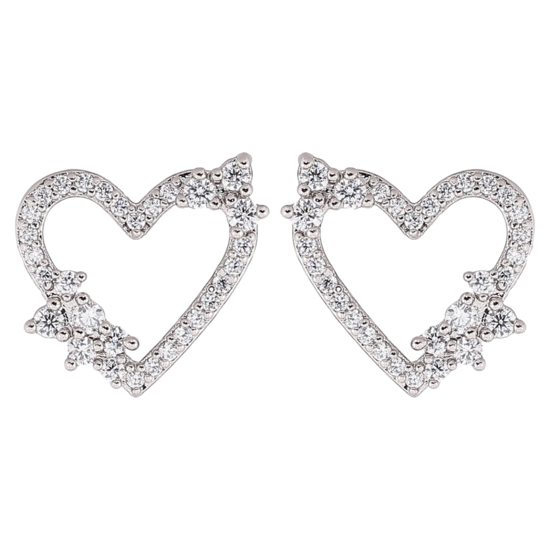 Сережки Xuping Родій пусети «Сердечка з цирконієм» фото №1