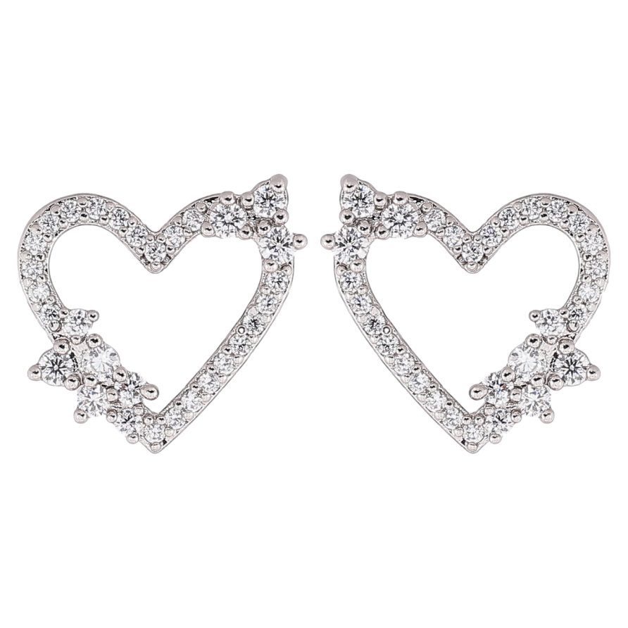 Сережки Xuping Родій пусети «Сердечка з цирконієм» фото №1