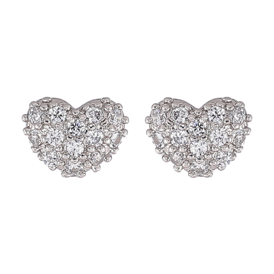 Серьги Xuping Родий пусеты Сердечки с цирконием фото №1