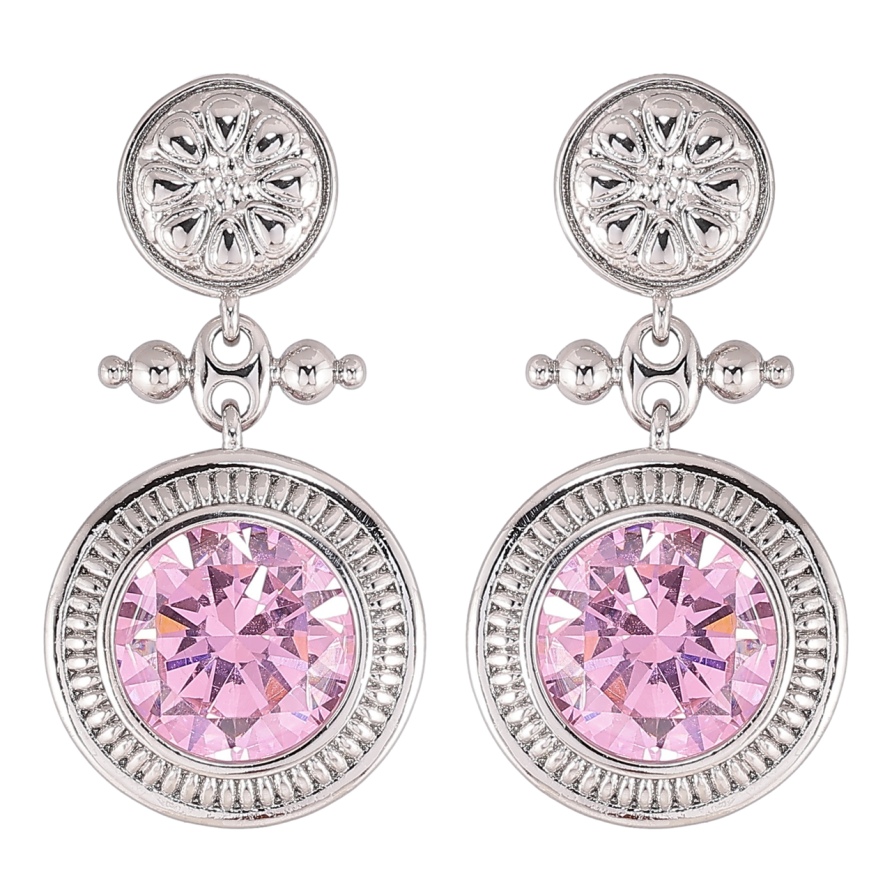 Серьги Xuping Родий пусеты Декоративные подвески с розовыми фианитами фото №1 Серьги Xuping Родий пусеты Декоративные подвески с розовыми фианитами фото №1