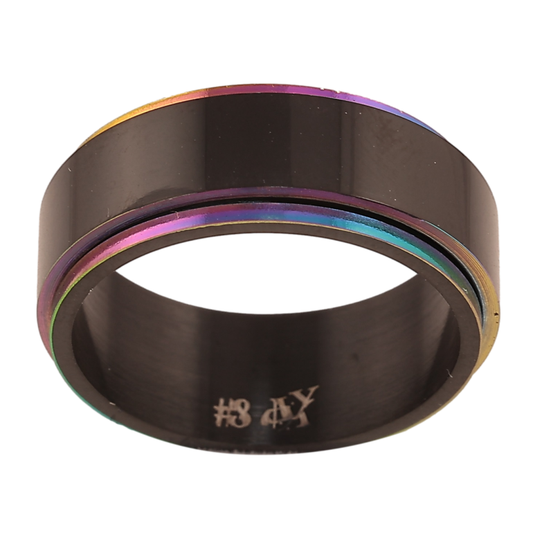 Каблучка Xuping TTM Stainless Steel Колір Black+Хамелеон «Верхня частина обертається, шир. 8мм» фото №1