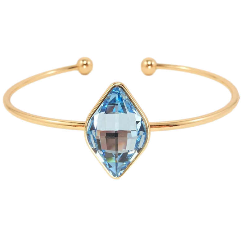Браслет Xuping колір 18K із кристалами Swarovski Ромбовидний кристал Aquamarine ø 6,5 см фото №1 Браслет Xuping колір 18K із кристалами Swarovski Ромбовидний кристал Aquamarine ø 6,5 см фото №1