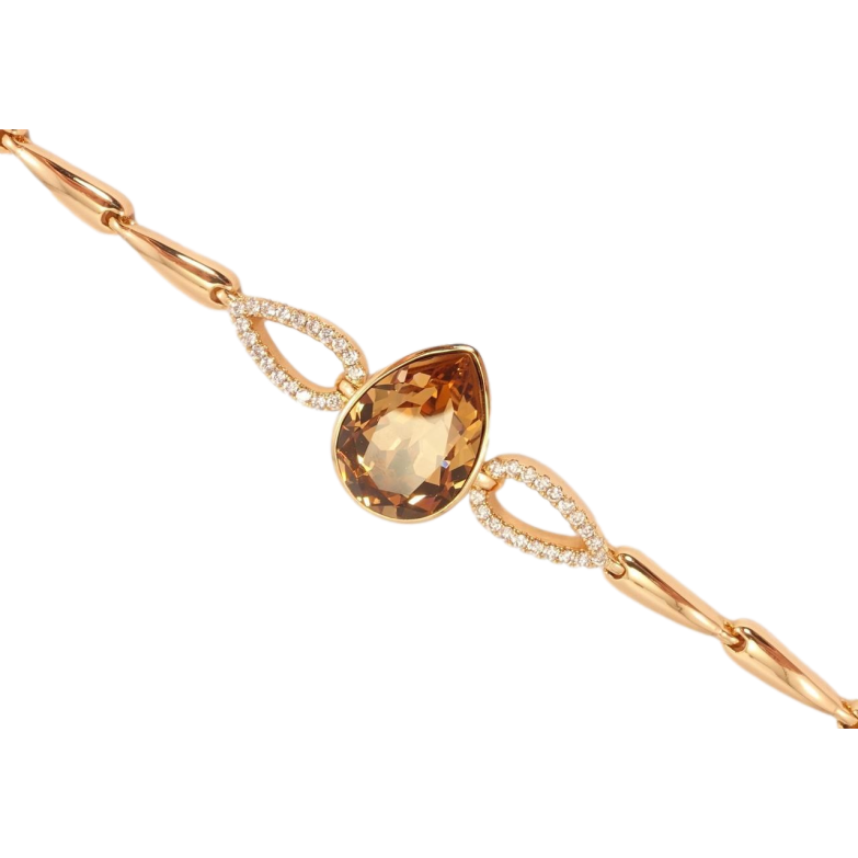 Браслет Xuping колір 18K із кристалами Swarovski Кристал Topaz дод. замок на два розміри 16.5,19см фото №1