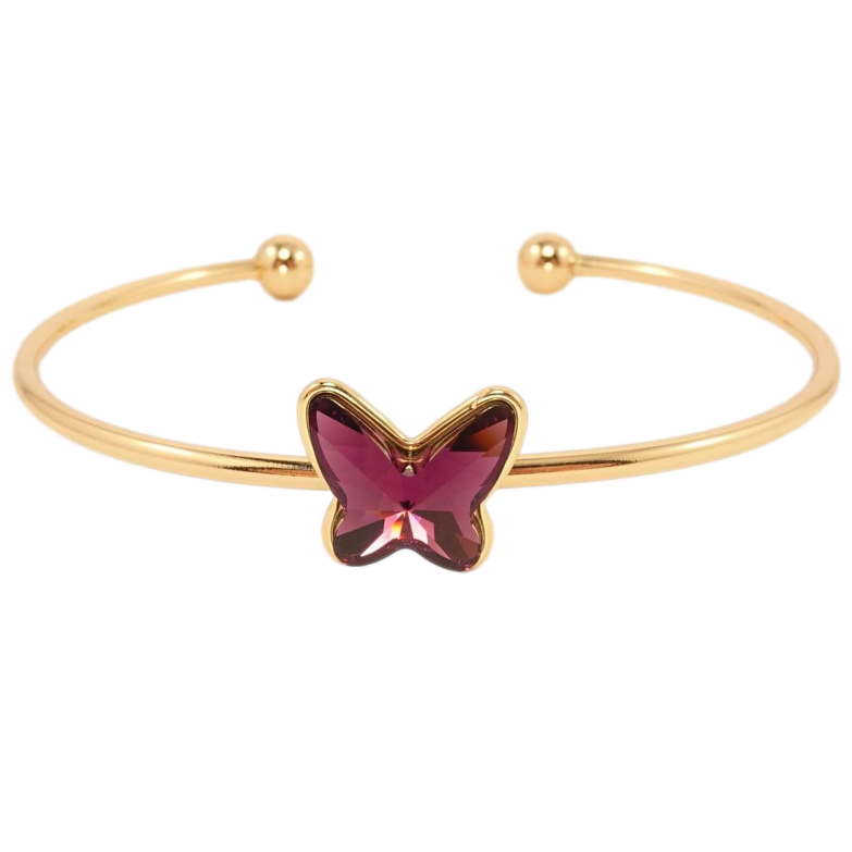 Браслет Xuping колір 18K з кристалами Swarovski Кристал метелик Burgundy ø 6,5 см фото №1