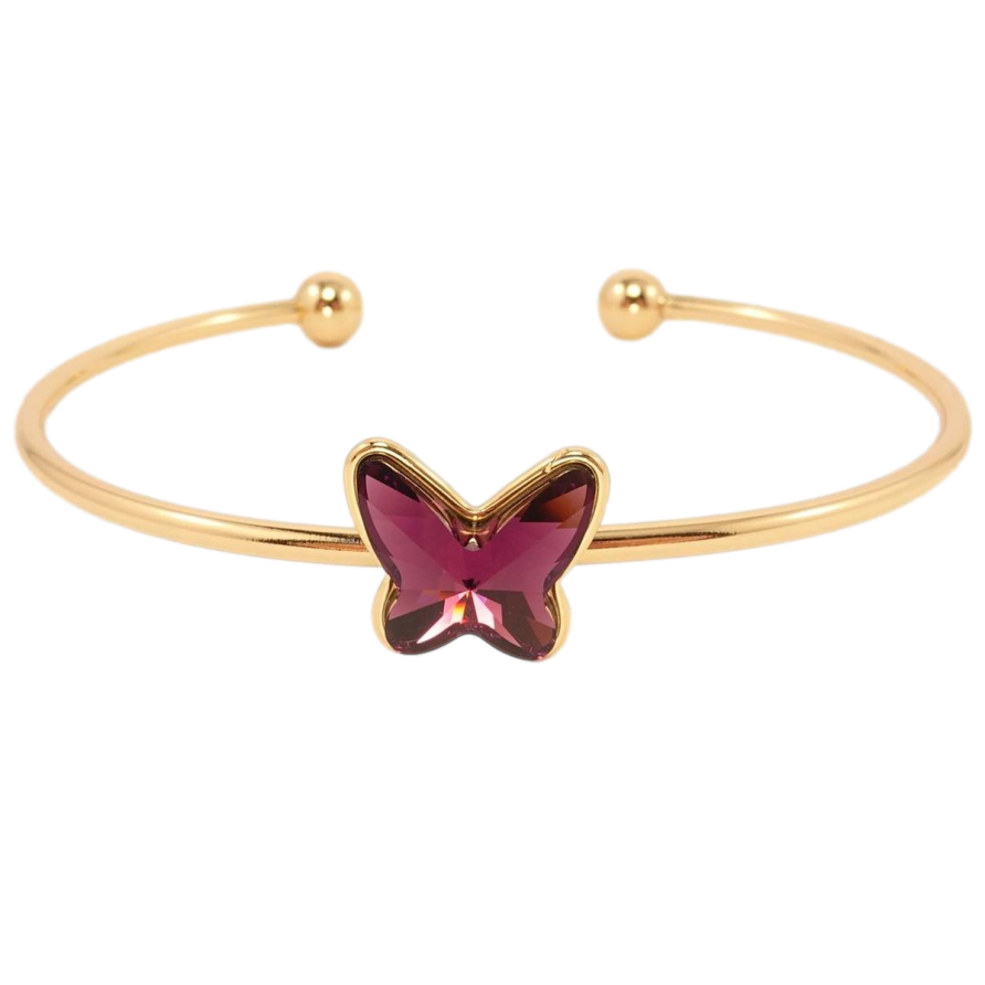 Браслет Xuping цвет 18K с кристаллами Swarovski Кристалл бабочка Burgundy ø 6,5 см фото №1