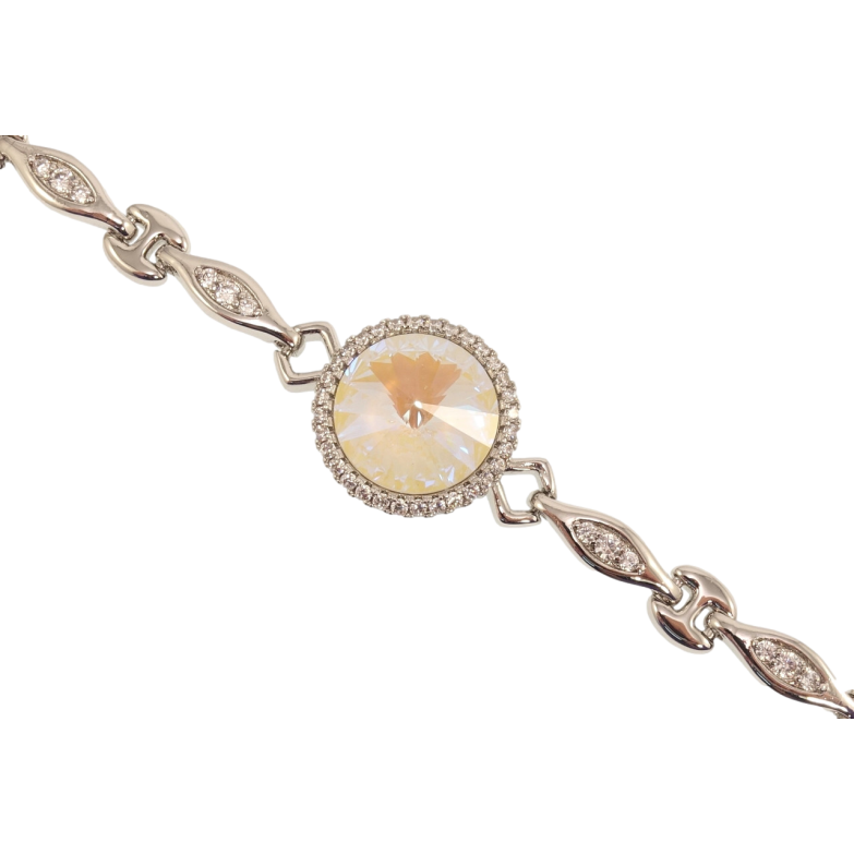 Браслет Xuping цвет Родий с кр-ми Swarovski White Opal в обрамлении кристаллов длина с доп.замком 17.5,20см х фото №1 Браслет Xuping цвет Родий с кр-ми Swarovski White Opal в обрамлении кристаллов длина с доп.замком 17.5,20см х фото №1