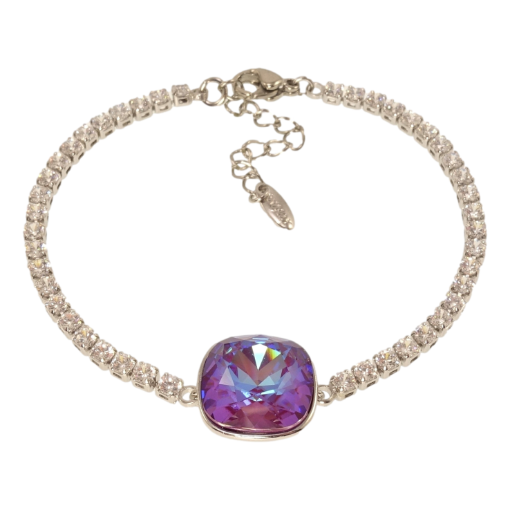 Браслет Xuping цвет Родий с кр-ми Swarovski Дорожка кристаллов с вставкой Burgundy Delite длина 16-19см х фото №17