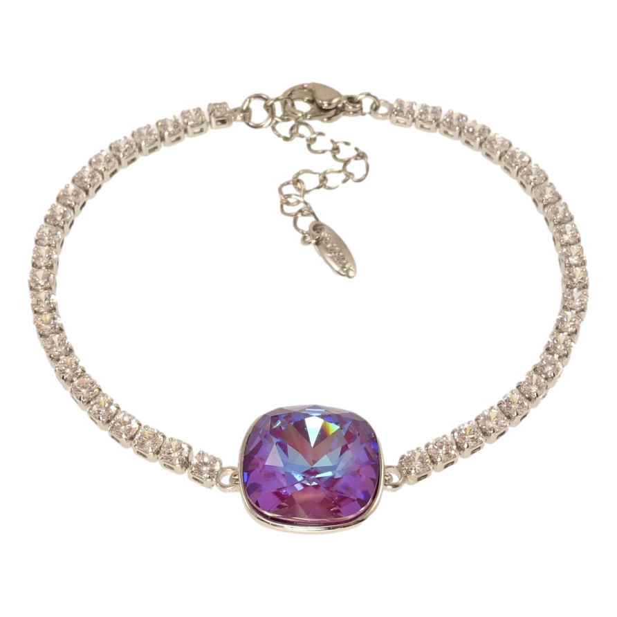 Браслет Xuping цвет Родий с кр-ми Swarovski Дорожка кристаллов с вставкой Burgundy Delite длина 16-19см х фото №1