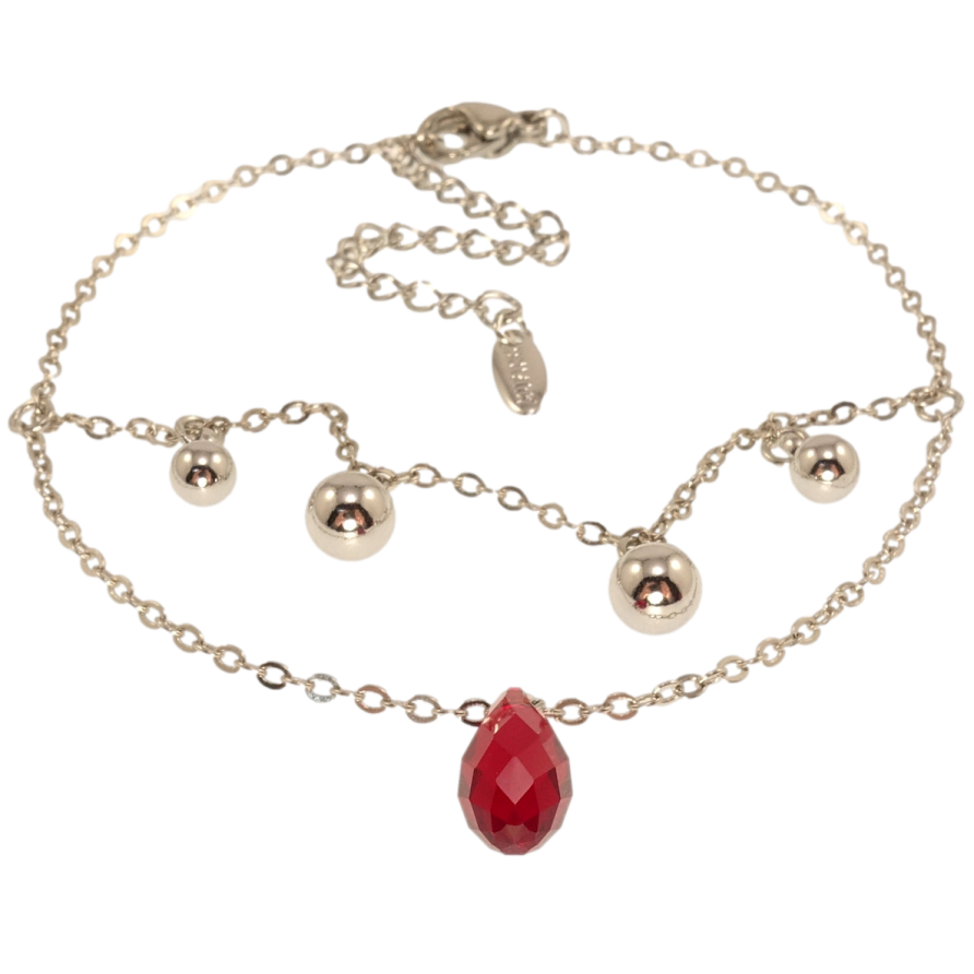 Браслет Xuping колір Родій з кр-ми Swarovski Якірне плетіння з підвісками, кр-лл Siam довжина з доп.цеп. 17-22см фото №1