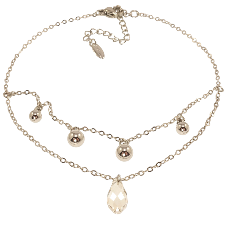 Браслет Xuping цвет Родий с кр-ми Swarovski Якорное плетение с подвесками длина с доп.цеп. 17-22см х 1мм фото №12