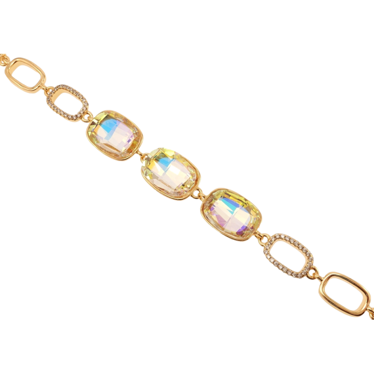 Браслет Xuping цвет 18K с кр-ми Swarovski Три кристалла Vitrail Light длина 16,5см х 8-12мм фото №22